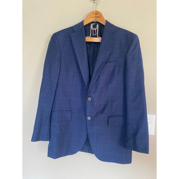 Jack Victor Ermenegildo Zegna Traveler Sport Jacket Mens 40R Blue Glen Plaid